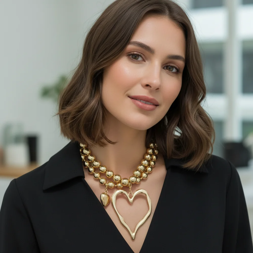 2pc Heart Beaded Necklace Set